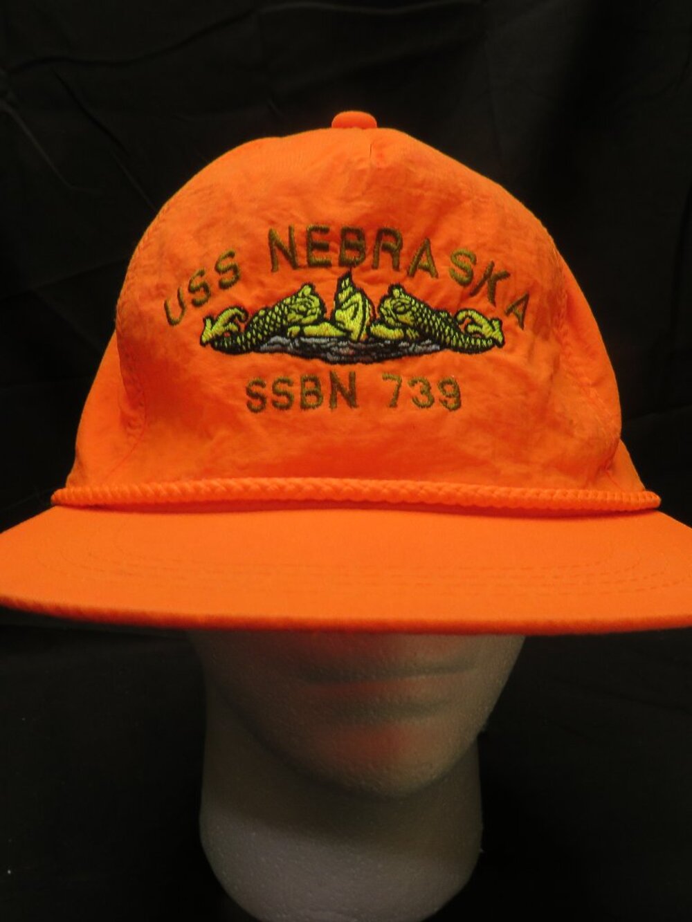Supper Vintage USS Nebraska SSBN 739 Rope Snap Back Embordered Dolphins
